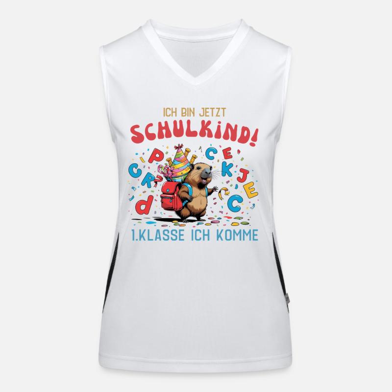 Capybara Schulkind – 1. Klasse, ich komme! Funktionelles Kontrast-Tank Top für Frauen