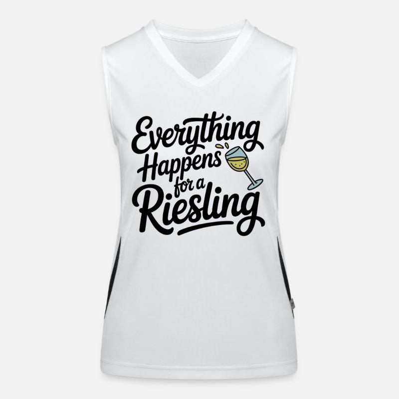 Wein Weintrinker Everything Happens For A Riesling Funktionelles Kontrast-Tank Top für Frauen