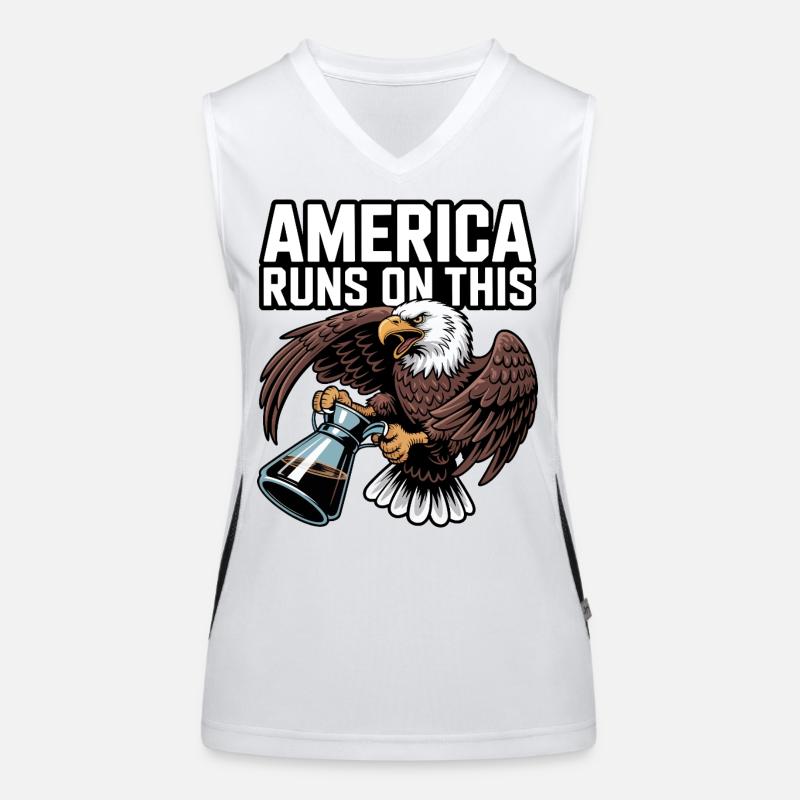 America Runs on Coffee Eagle Women's Functional Contrast Tank Top