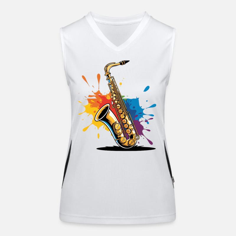 Impression d'art expressionniste de saxophone Débardeur respirant contrasté Femme