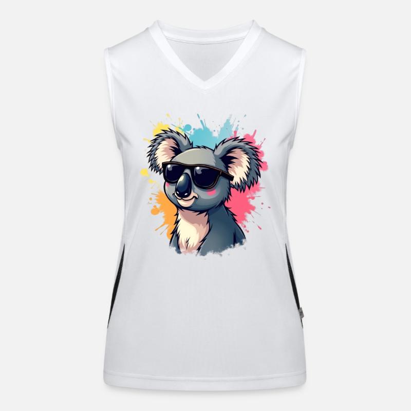 Cool Koala mit Sonnenbrille und Farbexplosion Funktionelles Kontrast-Tank Top für Frauen