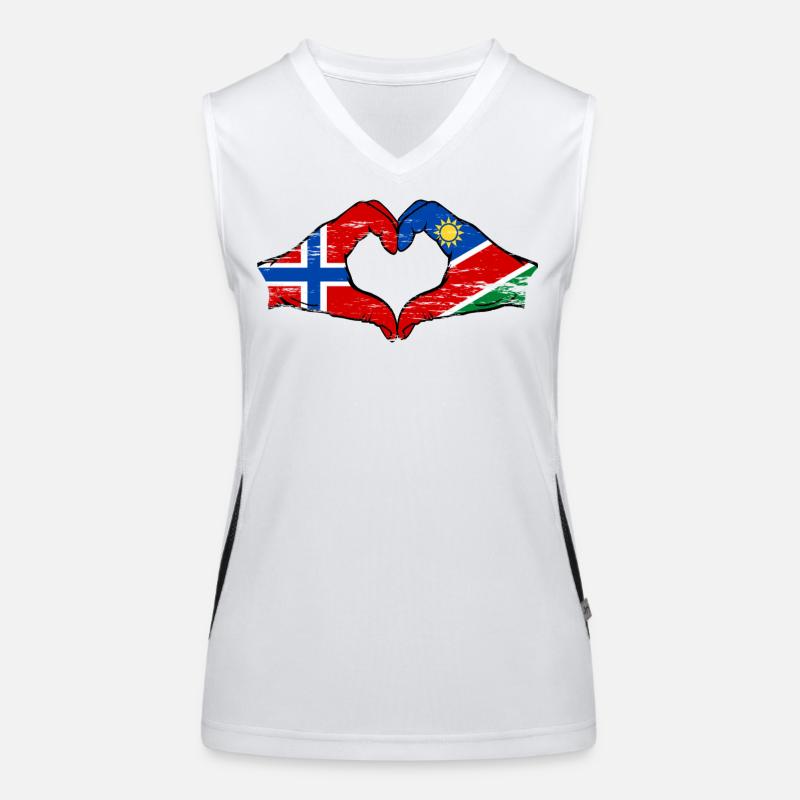 Norwegen Namibia Flagge Herz Funktionelles Kontrast-Tank Top für Frauen