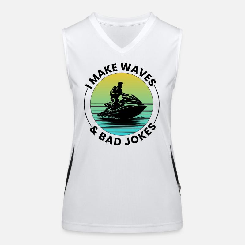 Ich Mache Wellen Und Schlechte Witze Jetski Humor Funktionelles Kontrast-Tank Top für Frauen