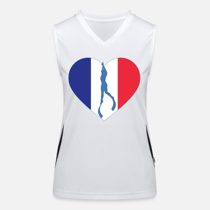Frankreich Freitauchen Herz Flagge Funktionelles Kontrast-Tank Top für Frauen
