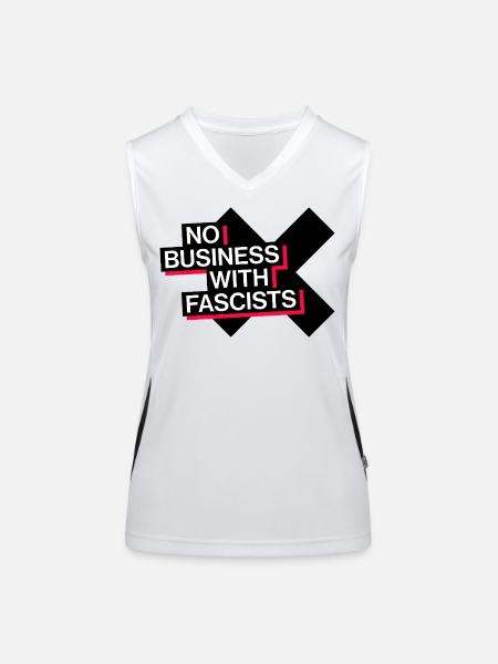 PAS D’AFFAIRES AVEC LES FASCISTES - Débardeur respirant contrasté Femme - blanc/noir - Devant