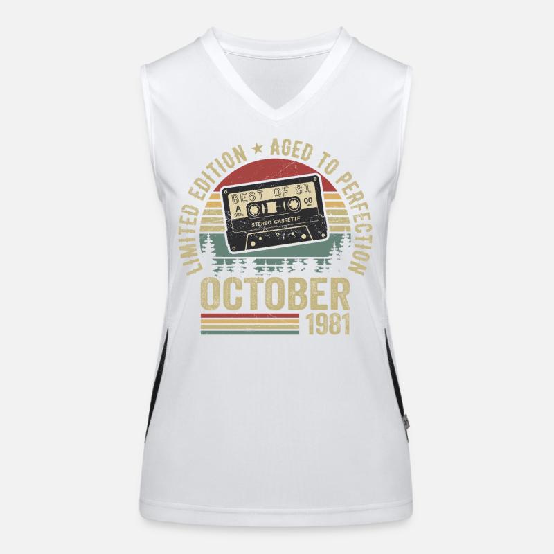 Oldtimer Oktober 1981 Geburtstag Geschenk Oktober Funktionelles Kontrast-Tank Top für Frauen