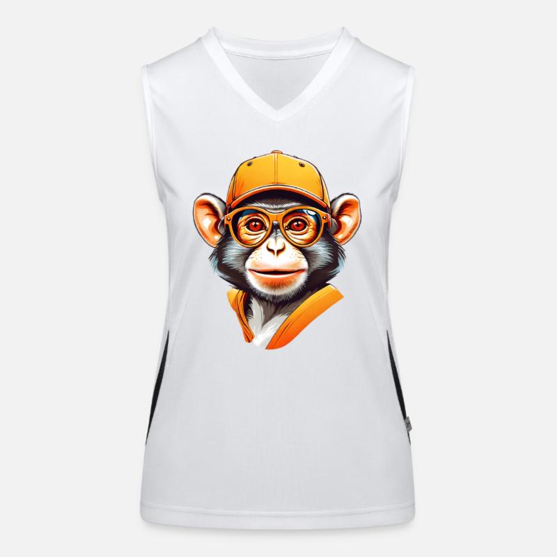 Cool Affe mit Cap und Brille Funktionelles Kontrast-Tank Top für Frauen