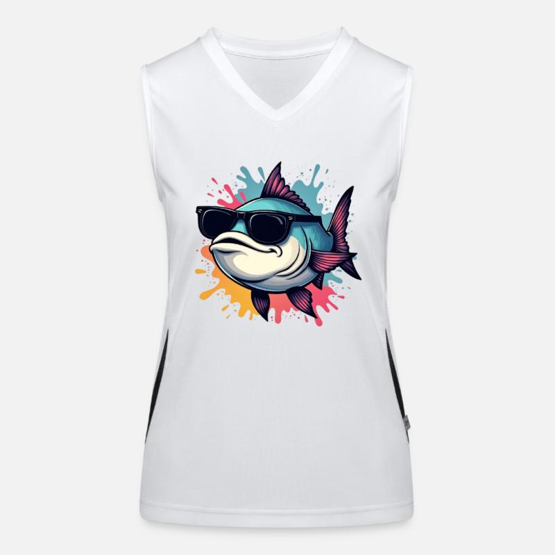 Poisson cool avec des lunettes de soleil Débardeur respirant contrasté Femme