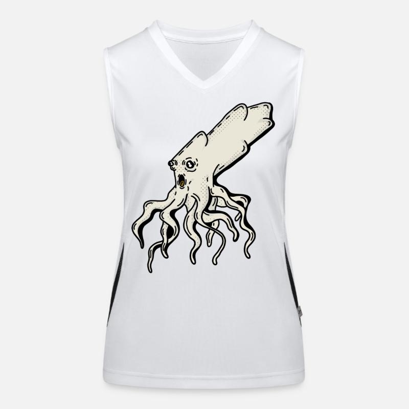 Surreal Squid Illustration Women's Functional Contrast Tank Top