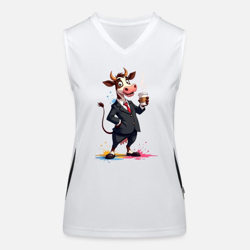 Charmante vache en costume avec du café Débardeur respirant contrasté Femme