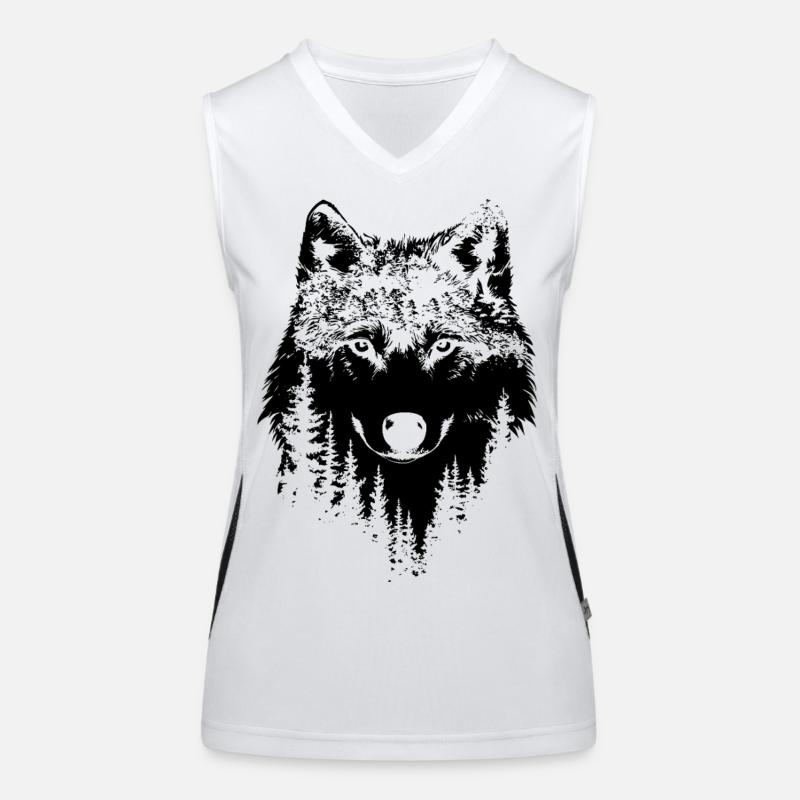 Silhouette de forêt de loups Débardeur respirant contrasté Femme