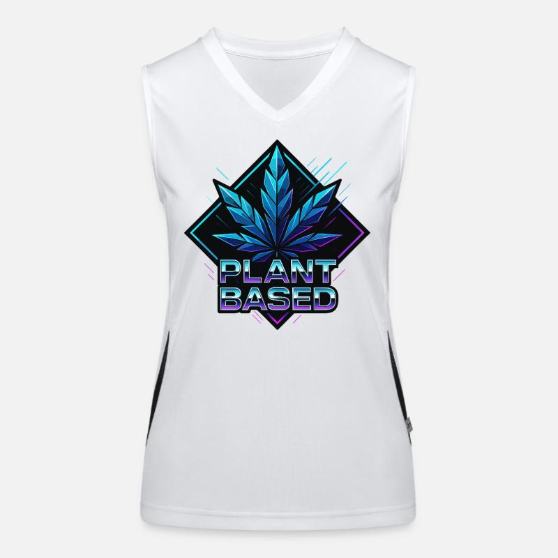 Plant Based Neon – futuristic hemp leaf Women's Functional Contrast Tank Top