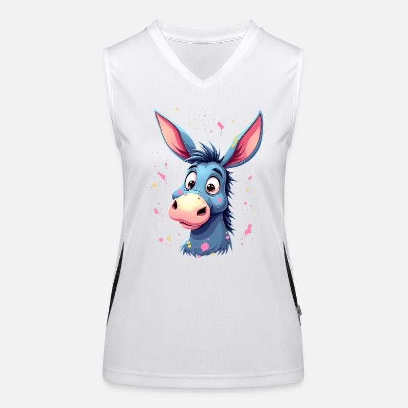 Charmantes Eselfigur mit bunter Spritztechnik Funktionelles Kontrast-Tank Top für Frauen