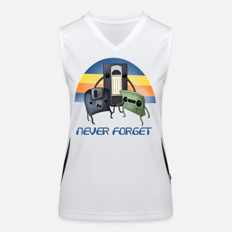 Never Forget Retro 90s Cassette VHS Floppy Disk  Women's Functional Contrast Tank Top