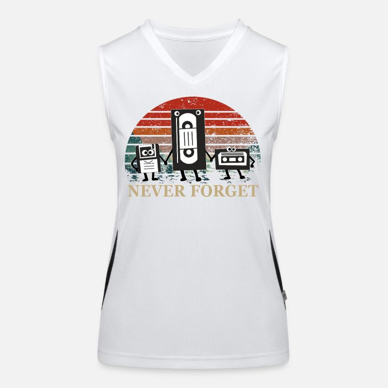 Retro Kassetten-Trio mit Never Forget Theme Funktionelles Kontrast-Tank Top für Frauen
