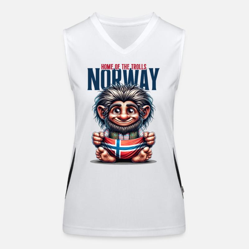 Norwegian Troll with Flag Women's Functional Contrast Tank Top
