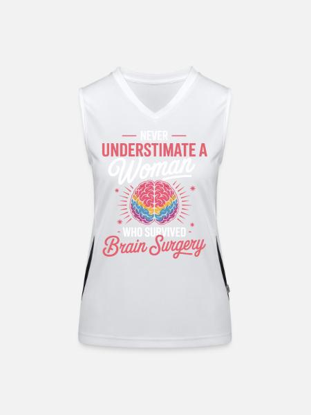 Strength of Women Brain Surgery Motif - Women's Functional Contrast Tank Top - white/black - Front