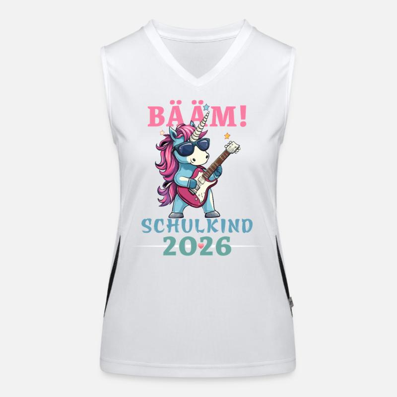BÄÄM Schulkind 2026 Einhorn Einschulung Funktionelles Kontrast-Tank Top für Frauen