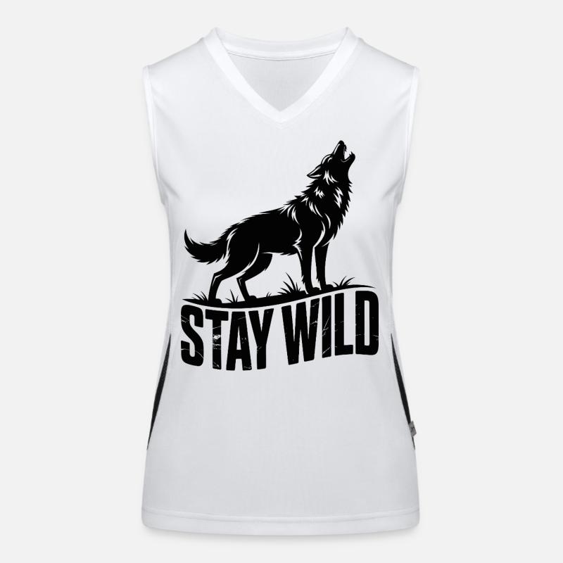 Bleib wild, Wolf Funktionelles Kontrast-Tank Top für Frauen