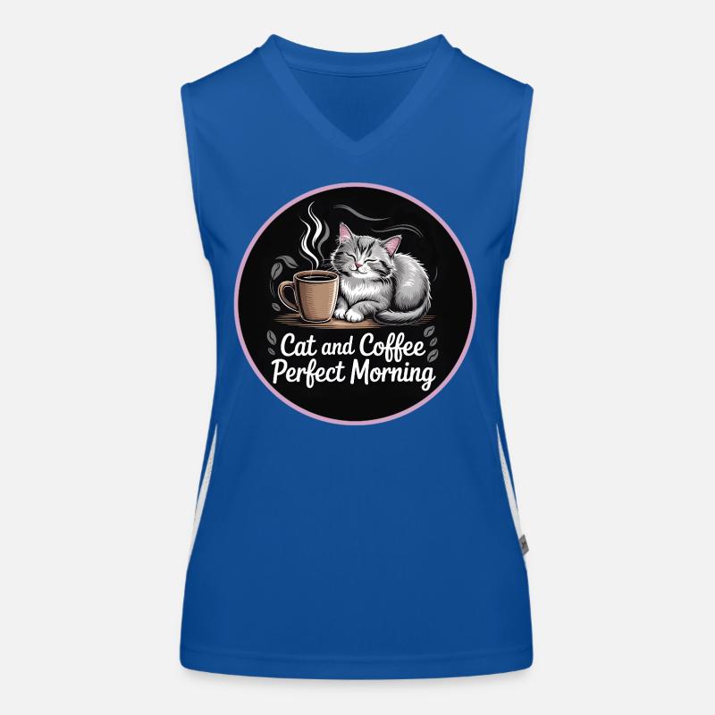 Routine matinale avec chats et café Débardeur respirant contrasté Femme