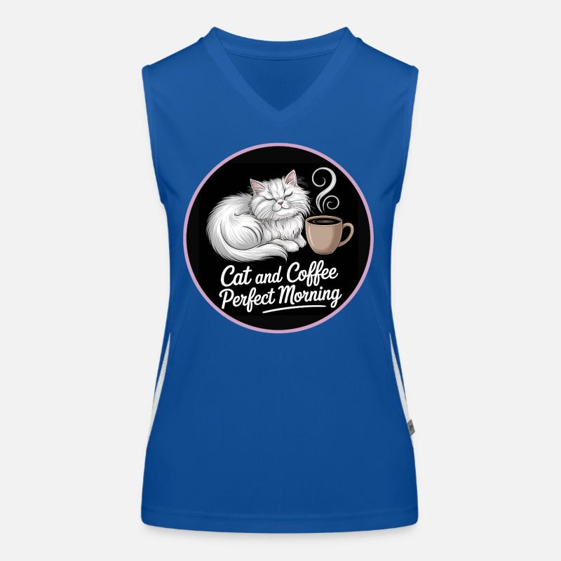 Motif café matinal pour chat Débardeur respirant contrasté Femme