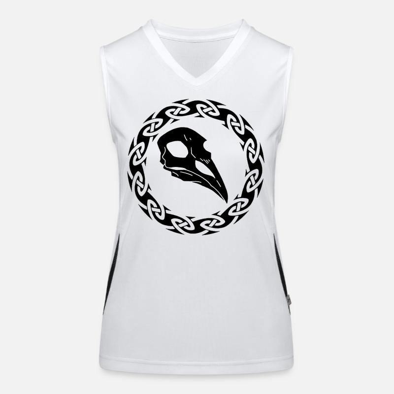 Crâne de corbeau viking noir Débardeur respirant contrasté Femme