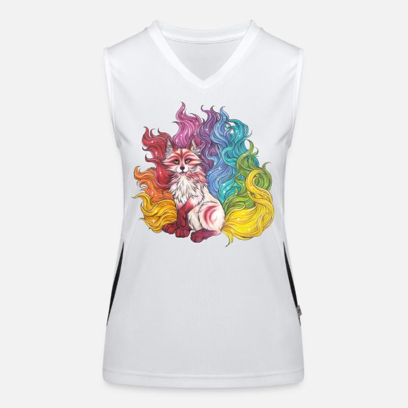 Rainbow Kitsune Mythical Fox Gift Manga Women's Functional Contrast Tank Top