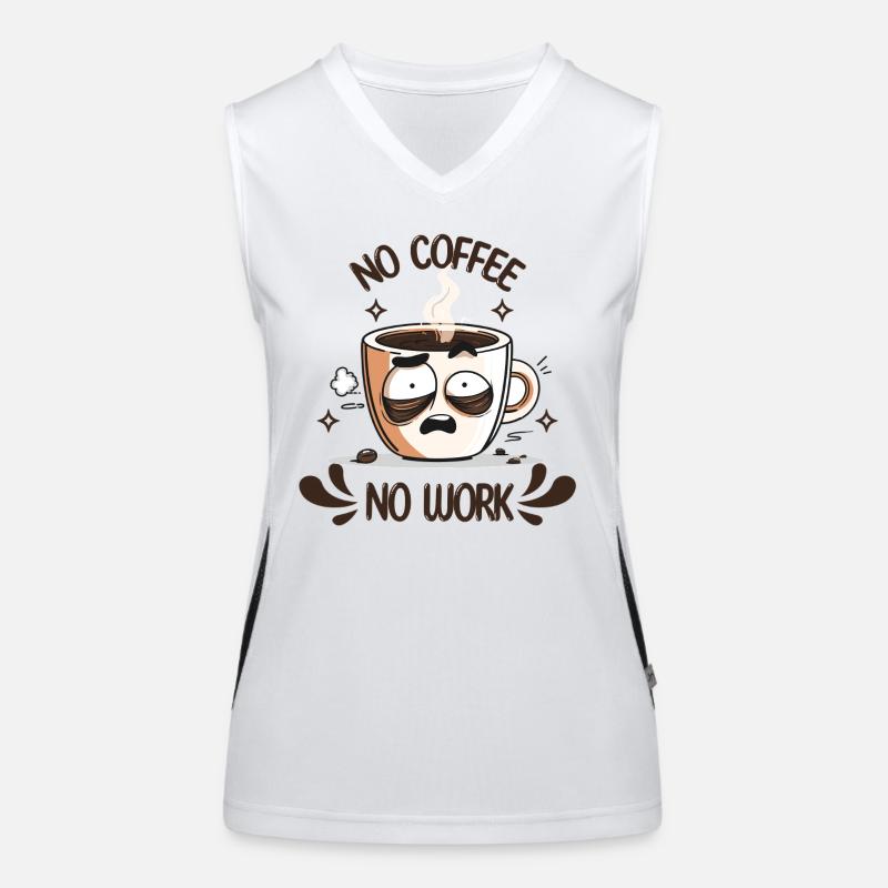 T-shirt café – Pas de café, pas de travail Débardeur respirant contrasté Femme