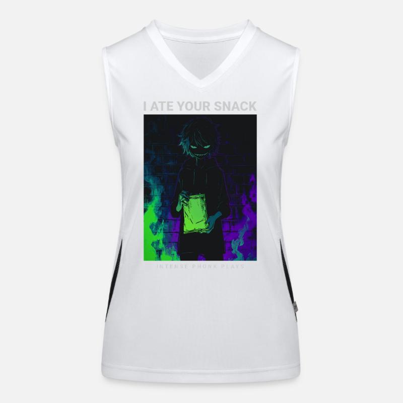 I Ate Your Snack Creepy Anime Phonk Design Women's Functional Contrast Tank Top