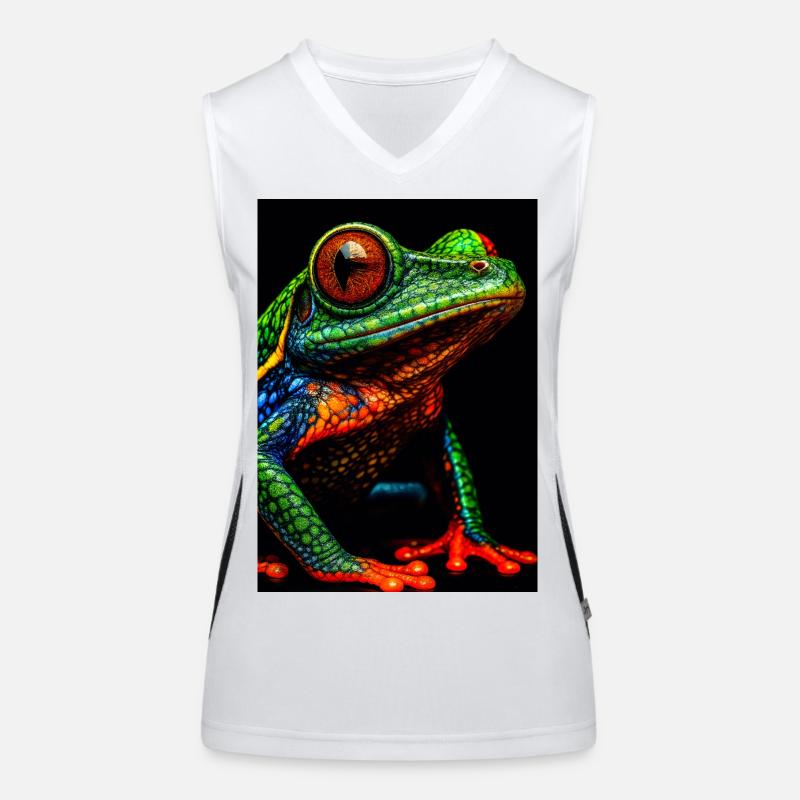 Vivid Rainbow Tree Frog Illustration Women's Functional Contrast Tank Top