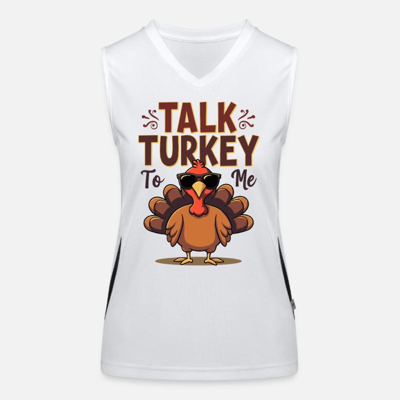Talk Turkey To Me - Cooler Thanksgiving Spruch Funktionelles Kontrast-Tank Top für Frauen