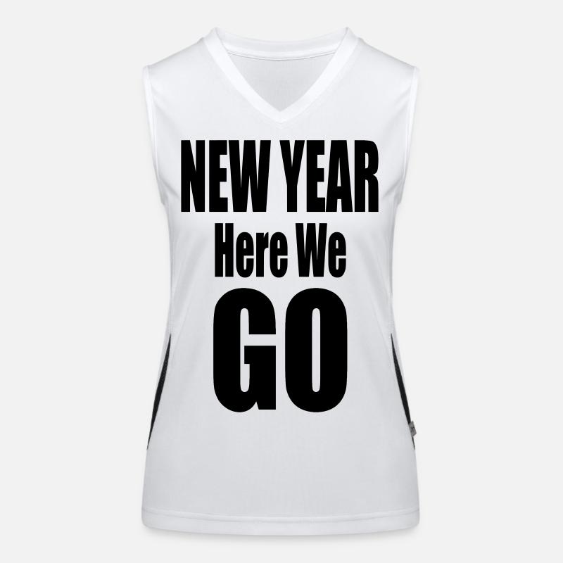 New Year Here We Go Bold Typography Design Funktionelles Kontrast-Tank Top für Frauen
