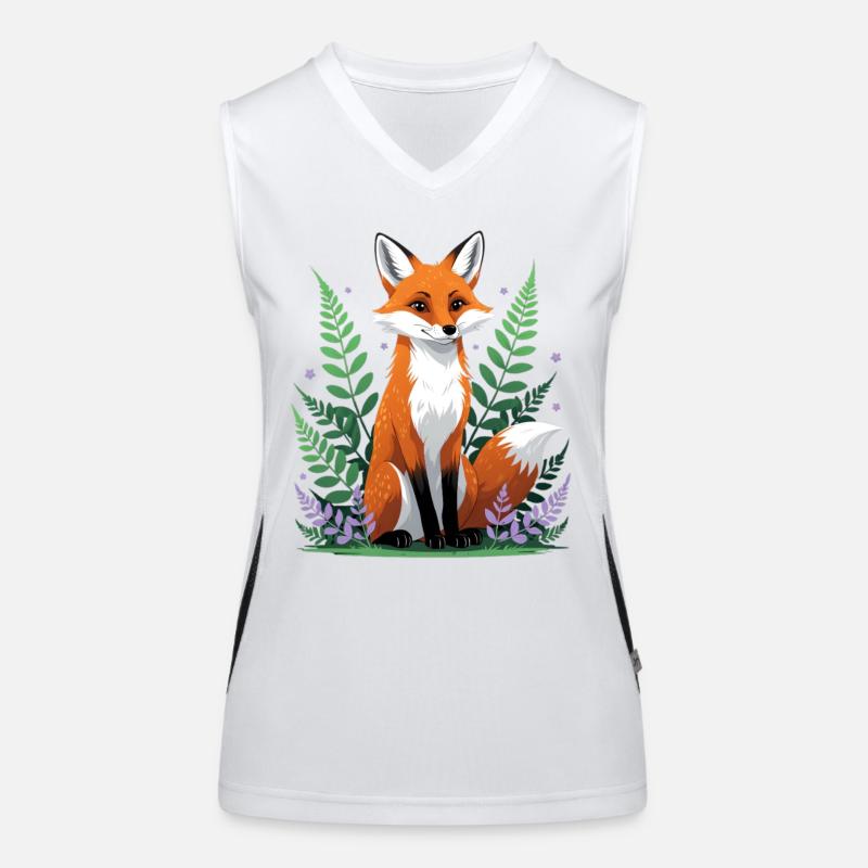 Wald-Fuchs mit Blumen und Blättern Funktionelles Kontrast-Tank Top für Frauen