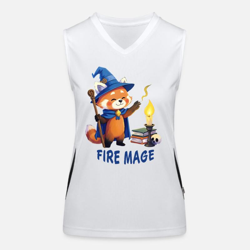 Roter Panda Magier – Fire Mage Cartoon Funktionelles Kontrast-Tank Top für Frauen