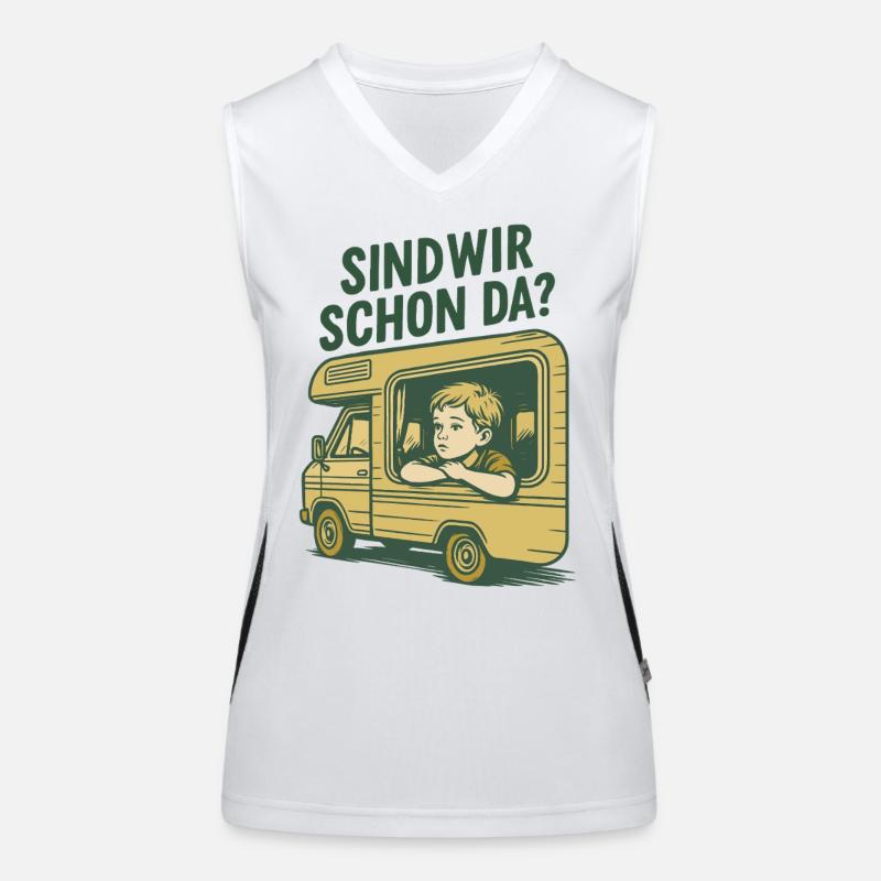 Sind Wir Schon Da? lustiges Camping Wohnmobil Funktionelles Kontrast-Tank Top für Frauen