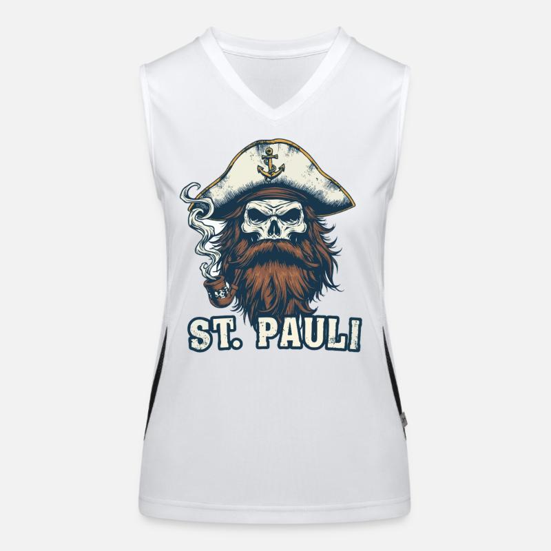 Seemann Schädel mit Pfeife Anker St. Pauli Hamburg Funktionelles Kontrast-Tank Top für Frauen