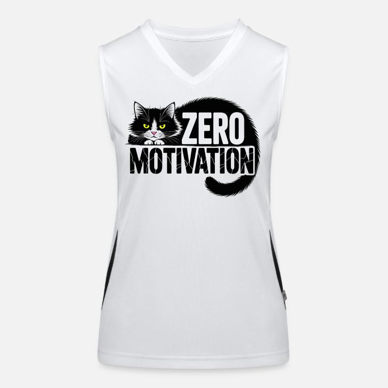 Null Motivation Katze Funktionelles Kontrast-Tank Top für Frauen