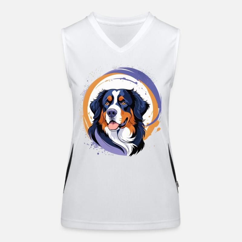 Berner Sennenhund mit lebendigen Farben Funktionelles Kontrast-Tank Top für Frauen