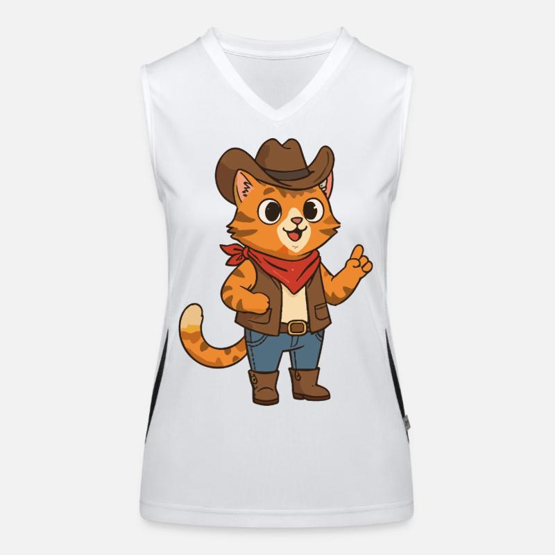 Wild West Cat Cowboy Design Débardeur respirant contrasté Femme