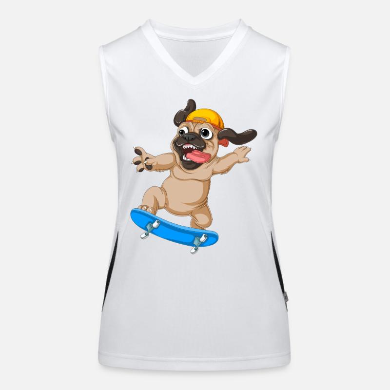 Mops Skateboarden Funktionelles Kontrast-Tank Top für Frauen