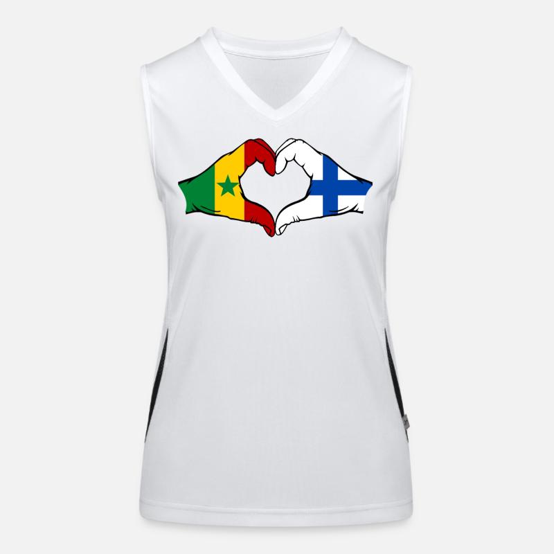 Sénégal Finlande Drapeau Mains Coeur Forme Débardeur respirant contrasté Femme
