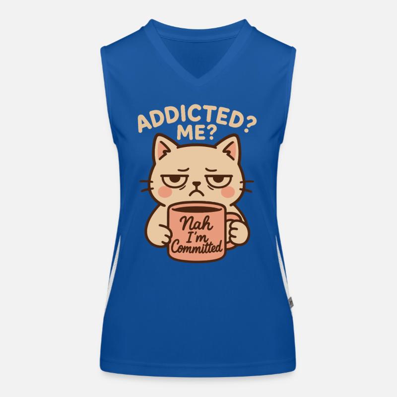 Addicted Me no I’m Committed Café Drôle de chat Débardeur respirant contrasté Femme
