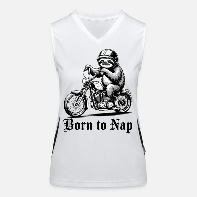 Sloth Biker on Motorbike Women's Functional Contrast Tank Top