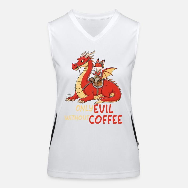 Fuchs auf Drachen – Only Evil Without Coffee Funktionelles Kontrast-Tank Top für Frauen