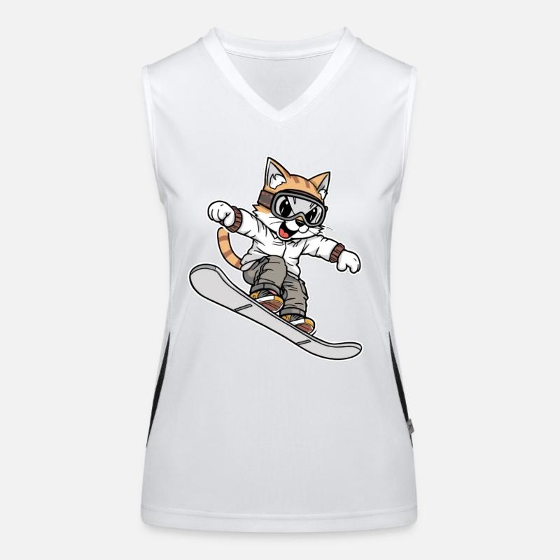 Cool Snowboard Cat Design Women's Functional Contrast Tank Top