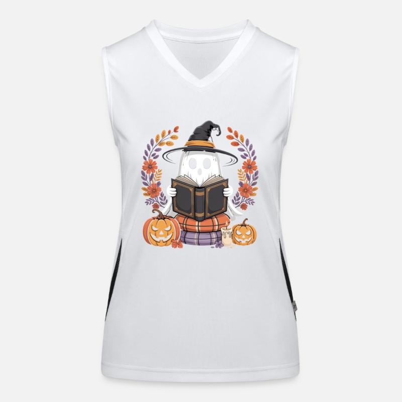 Witch Pumpkin Ghost Reader Design Women's Functional Contrast Tank Top