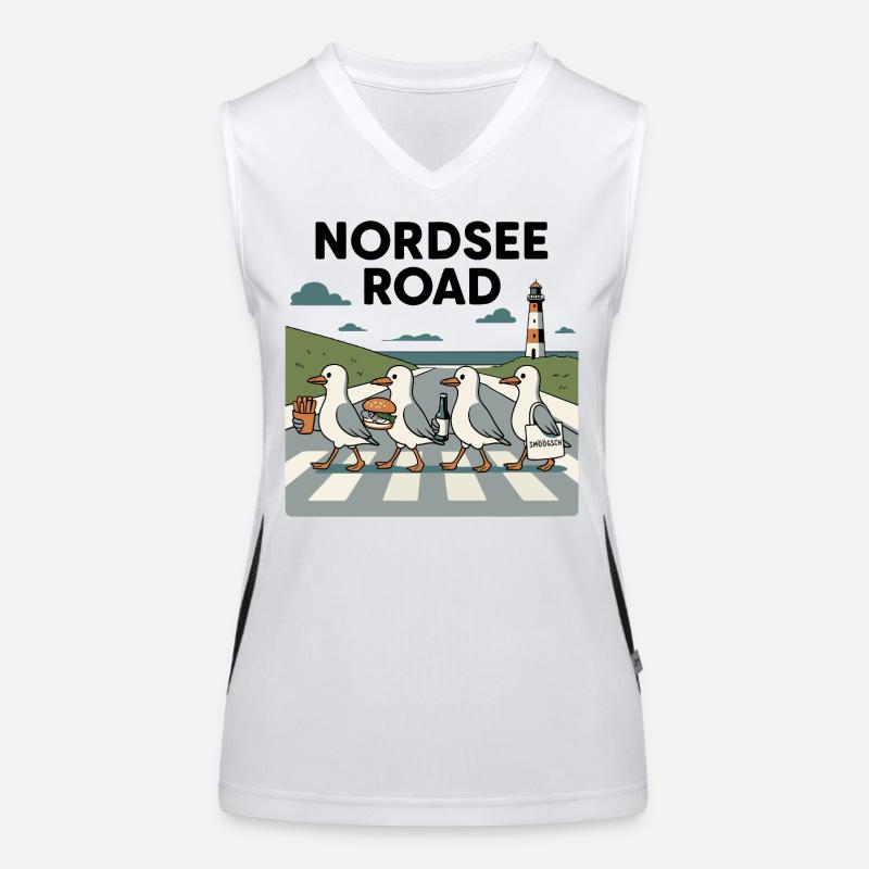 Nordseeroad Möwen Funktionelles Kontrast-Tank Top für Frauen