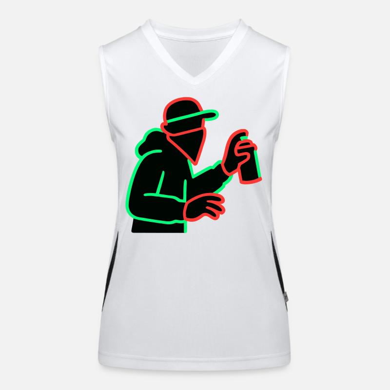 Neon Graffiti Sprayer Silhouette Women's Functional Contrast Tank Top