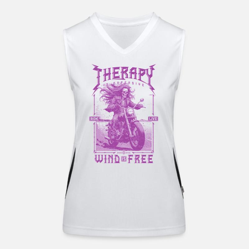 Therapy is Expensive Wind is Free Motorcycle Rider Women's Functional Contrast Tank Top