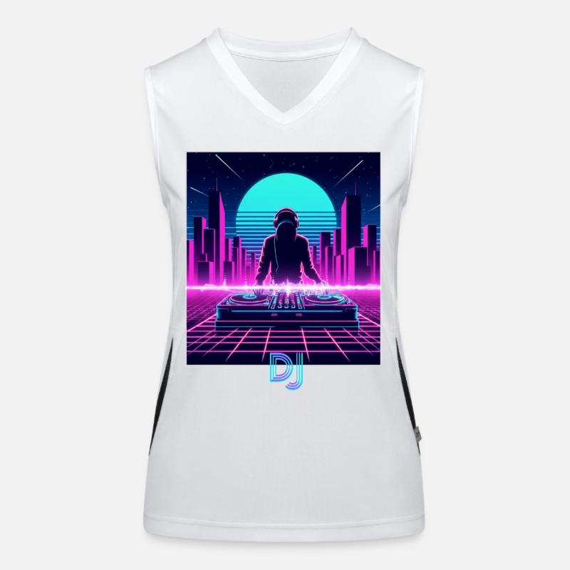 DJ Neon Skyline - Women's Functional Contrast Tank Top - white/black